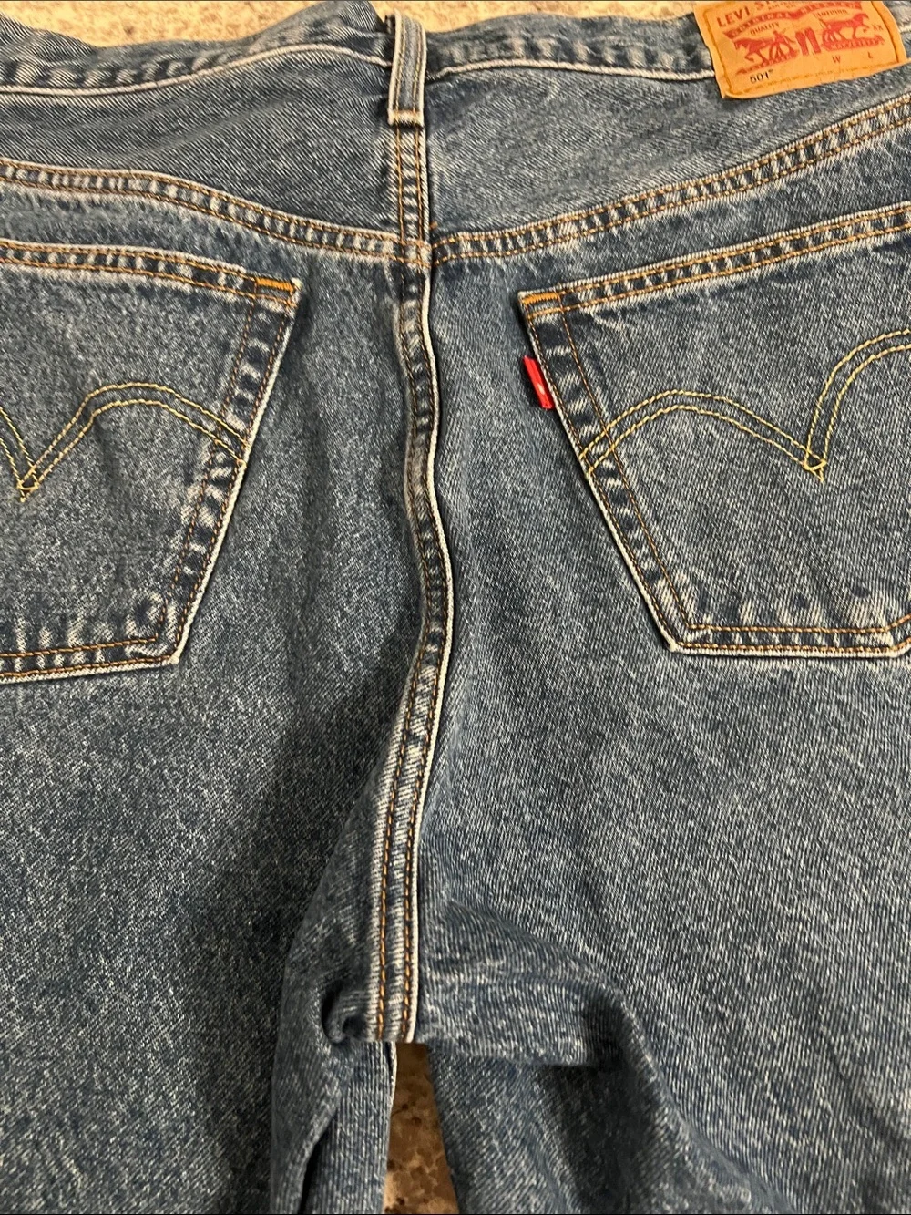 Levi's Blue High-Rise Denim Shorts button fly